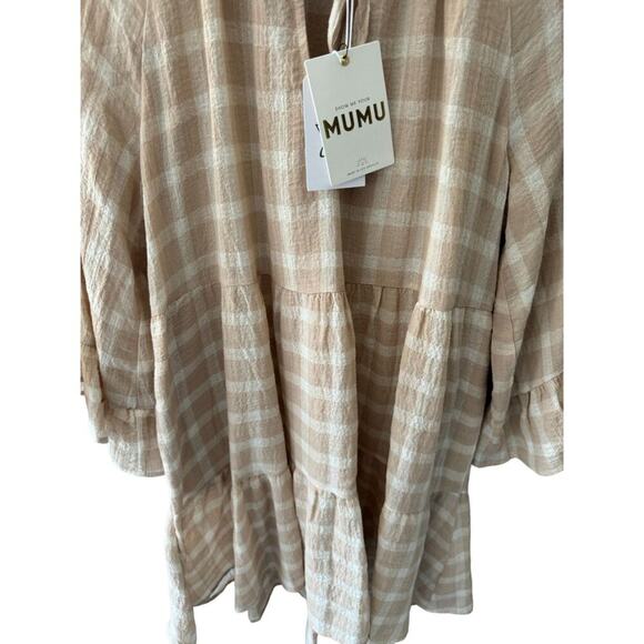 Show Me Your Mumu Viola Mini Dress Cream Plaid Size Small NWT - Picture 7 of 11